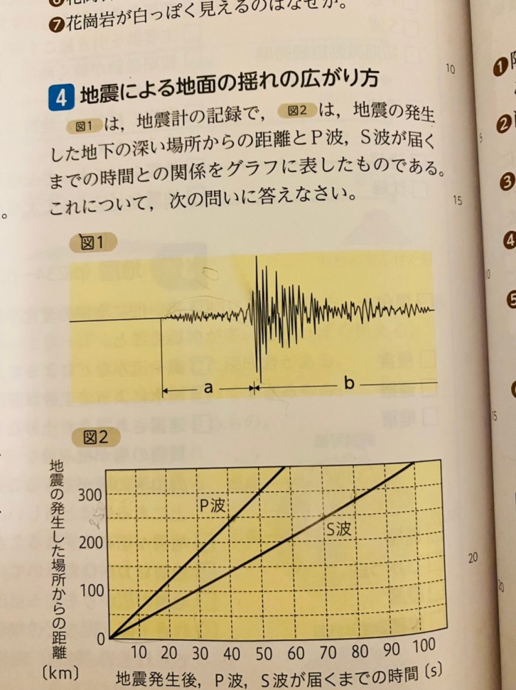 中1の理科の問題です問題図1の地点では Aの揺れが10秒続いた 震 Yahoo 知恵袋