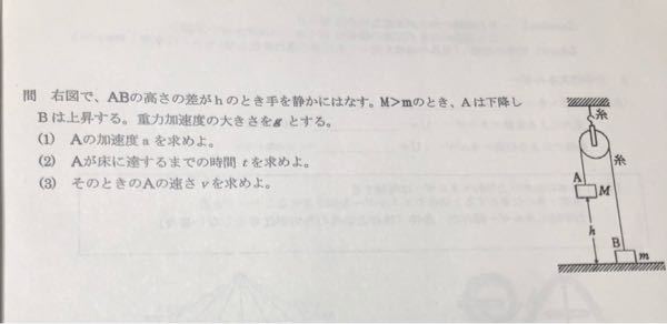 力学の問題教えてほしいです Id非公開さん滑車や糸の質量は無 Yahoo 知恵袋
