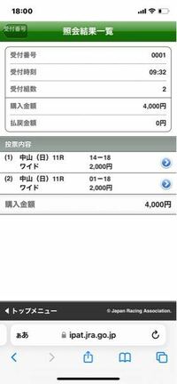 皐月賞の前日投票なのですが 昨日買った１４ 18のワイドの配当金が反映 Yahoo 知恵袋