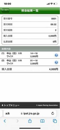 皐月賞の前日投票なのですが 昨日買った１４ 18のワイドの配当金が反映 Yahoo 知恵袋