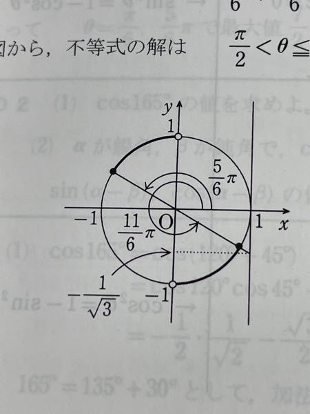 0≦θ<2π のときtanθ ≦ - √ 3分の1 を解けという問題で、図のような実線の範囲になるのは何故ですか。