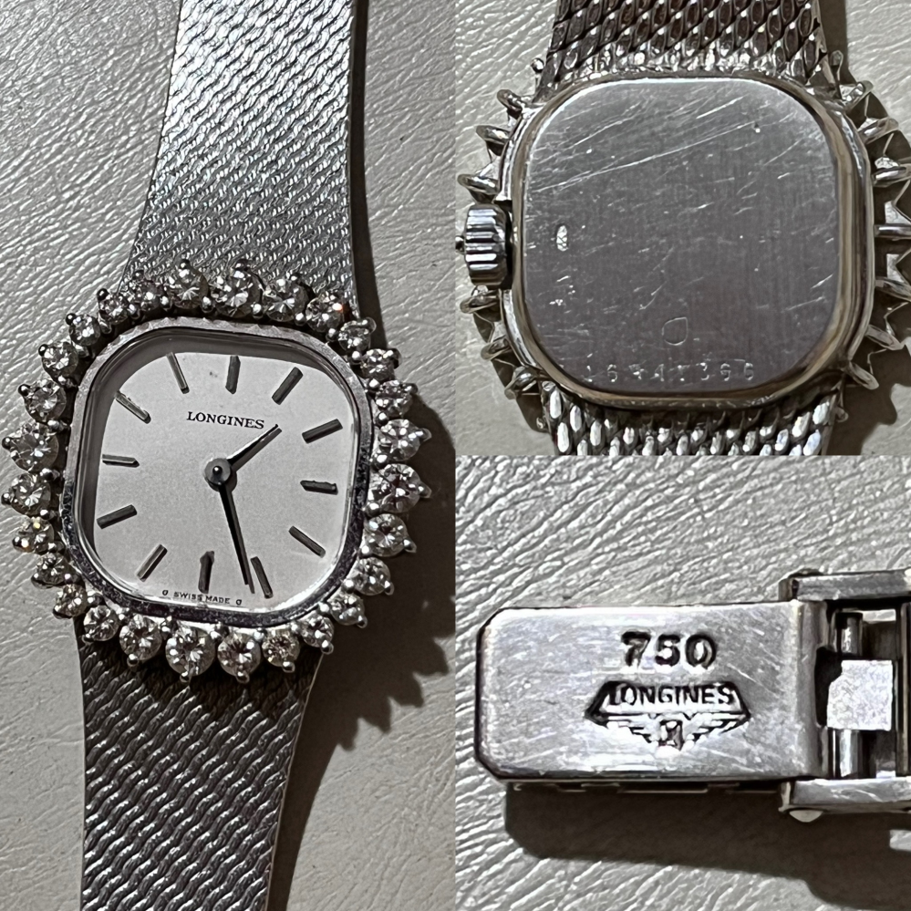 ロンジンの腕時計です 身内の形見です いつ頃の品で当時どれくらいしたものでしょうか？ 文字盤周囲にダイアモンドの装飾があります 何処で購入したのかも分かりません どんな情報でも構いませんので 詳しい方、どうぞ宜しくお願いいたします