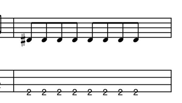 ベースのtab譜についての質問です。 この場合、4弦2フレットを抑えればいいのですか？