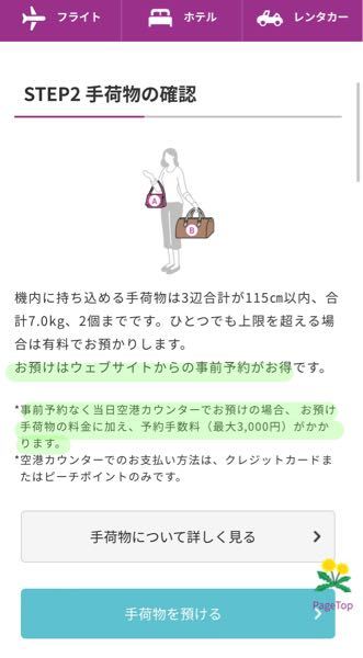 航空会社 Peach新千歳空港 飛行機を予約したのですが 手荷物預け Yahoo 知恵袋