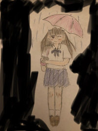 雨の日のjcのイラストかきました 評価おねがいします 直したほうがいいところ Yahoo 知恵袋