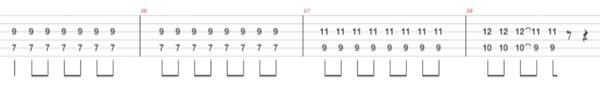 ギターに関する質問です。これはKANA-BOONのシルエットのサビ付近のTAB譜なのですが、イマイチどのように弾けばいいのか分かりません。上手くミュートができないです。具体的な指の配置等、アドバ...