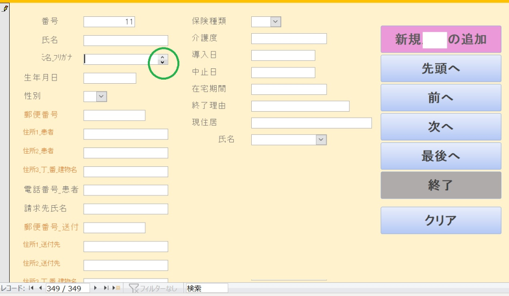 アクセスのフォームにて 画像中の緑丸部分が表示されてしまいます ど Yahoo 知恵袋