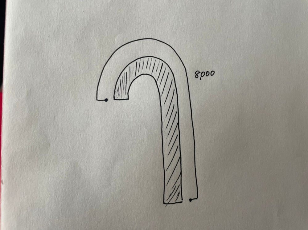 JWCADの使い方についてご教授お願いいたします。 楕円(曲線)と直線が繋がっている線の寸法値を出したいのですが、どう操作すればよろしいでしょうか？ 説明が分かりにくいので画像載せました。 傘...