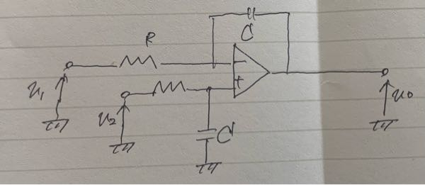 電気回路の問題です。 (1)入力電圧v1とv2と出力電圧voとの関係式を導出せよ (2)v1からみた入力インピーダンス、v2から見た入力インピーダンスをそれぞれ導出せよ という問題で、(1)...