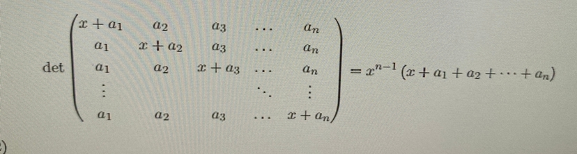 線形代数の問題で次の式を示せというものです。 分からないのでやり方と答えを教えてほしいです。