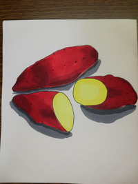 さつまいもの絵を描きました 赤系の色を使ったのですがどうでしょうか Yahoo 知恵袋