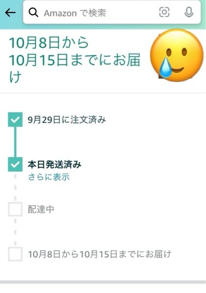 Amazonで買い物をし7日ほど待ってやっと今日商品が発送されたの 