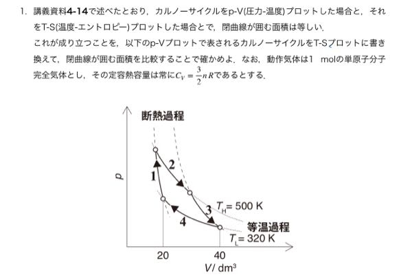 カルノーサイクルでの仕事を求めるとき定容熱容量を使って求めている... - 教えて！しごとの先生｜Yahoo!しごとカタログ