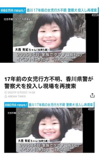 17年前のたけのこ掘りで行方不明になった女の子が再捜査されるみたいですね。
こういう行方不明って何なんですか？
崖から落ちて亡くなる？誘拐される？
誘拐して殺されるんでしょうか､､､ 崖から落ちた、誘拐された、どちらにしても証拠や遺品が絶対に残らないって有り得るんでしょうか？

山梨のみさきちゃんも何年か経って靴などが発見されたじゃないですか。そんな事有り得ますか？