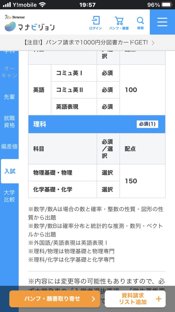 これって2次試験科目物理か化学どっちかでいいということですか