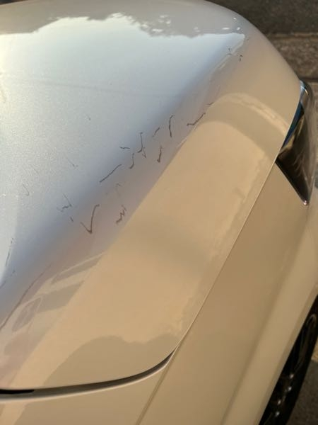 車に黒い線のようなものがいつの間にかありました。ツルツルしていて傷