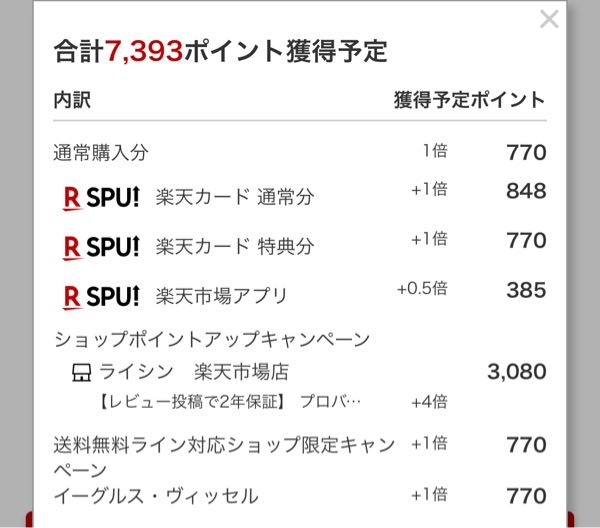 楽天市場でのポイント還元について質問です。この場合、どれが期間限定