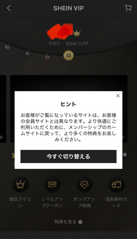 通販サイトSHEINで、会員レベルがS3になったと昨日メールが届い