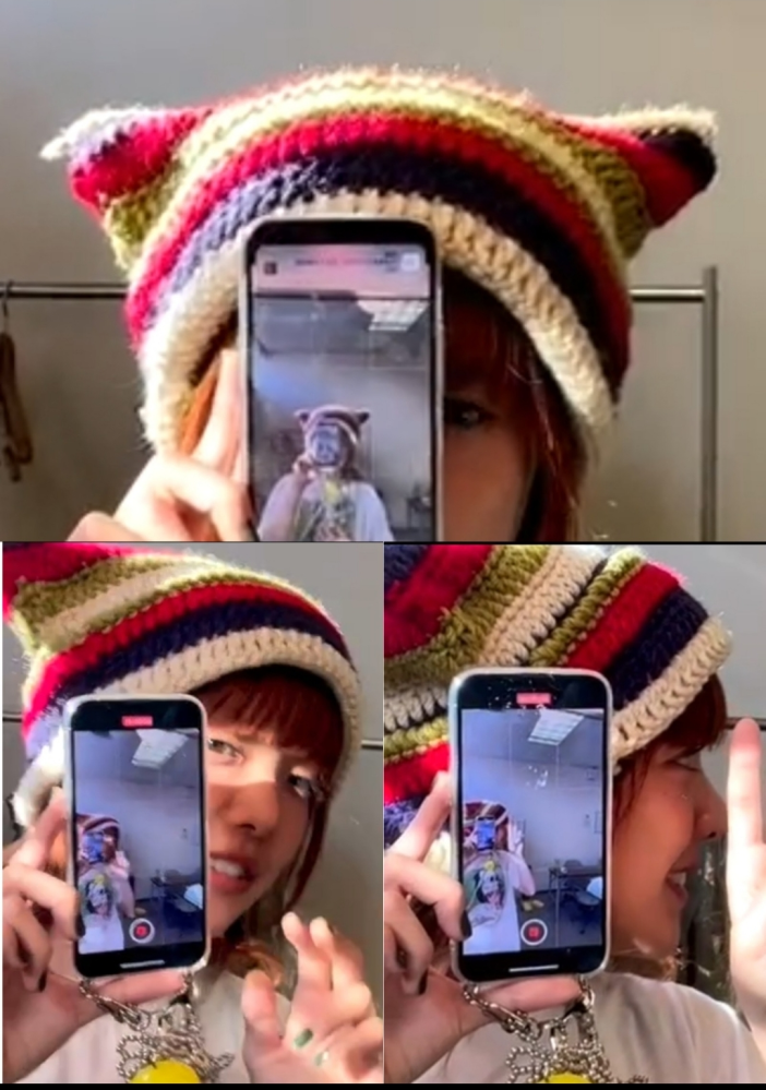 手芸、編み物についてです。 写真のニット帽はどういう編み方でできますか? 写真はあいみょんのインスタ(aimyon36)の動画より。