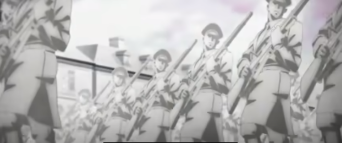 ちょっと古い話ですが、進撃の巨人のThe Final Season Part 1のOP 僕の戦争の映像で兵士が更新する場面がありますが、ドイツかソ連の兵士の行進かなと思い、探したのですが、 見つかりません。フィクションなのかもしれませんが、もし、実際の軍隊の行進を参考にしているのであれば、どこの軍隊を参考にしているのか知りたいのですが、よろしくお願いいたします。