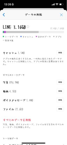 至急！！ LINEのアプリってとこの容量の減らし方教えてください！！