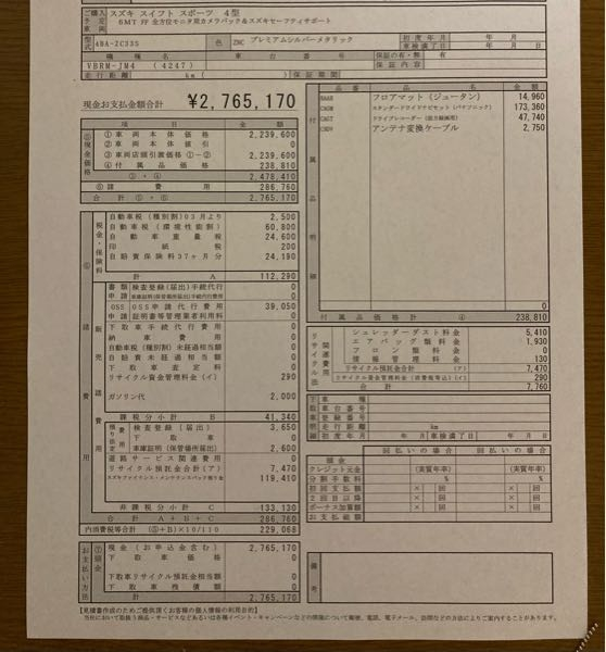 ZC33Sのスイフトスポーツを買った方、いくらで買いましたか？私は