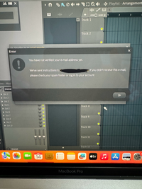 fl studioでトライアル版をアンロックしようとすると、このようにemailが認証されてないとでてきます。emailは届くのですが、どう対処すればよいですか？ 