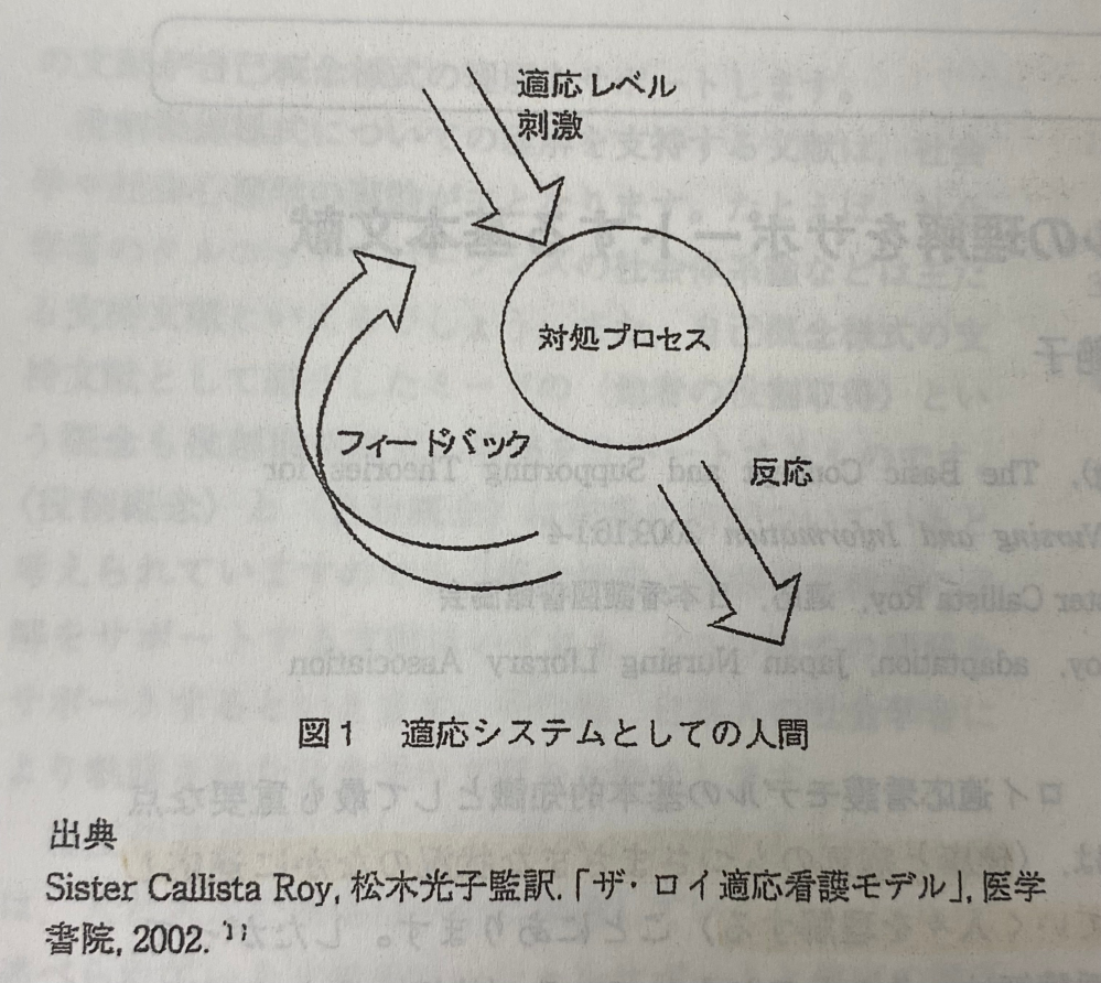 看護学生です。ロイ適応モデルについてです。この図１はどう意味なんで