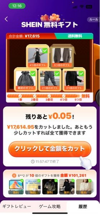 sheinの無料ギフト？がでてきて色々進めたのですが、最終的にお友達 