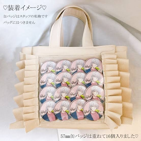 画像のような57mmの缶バッジが16個入る痛バックを探しています