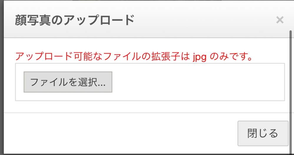 iPhoneのアルバムからネットにアップロードしようとするとこの表示が出てきます。 iPhoneだけでJPEGからjpgに拡張子を変更することはできないでしょうか？ ネットで調べたら自動補正をかけるとjpgになるとありましたがJPEGそのままでした。