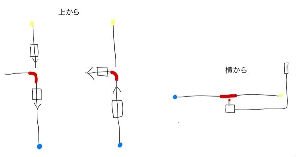 Minecraft レッドストーン回路の質問です 以下の様な画像で線路を分岐させてます 黄色から青に移動する時は問題ないのですが 青から黄色に移動すると時当たり前ですが赤色の線路にトロッコが持ってかれちゃいます 青と黄色がかなり離れてるので回路を繋げることも難しそうです どうすれば青から黄色に移動する時も赤色の線路に持ってかれずに移動できますか？ 赤色の線路の分岐する場所も残しておきたいです 絵が分かりにくかったらすみません よろしくお願いします (一番右のちっさい四角はレバーです)