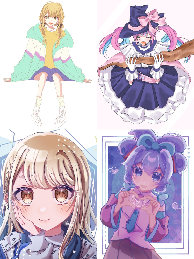 イラストについてよろしくお願いします。上2枚は私、下2枚はリアルの 