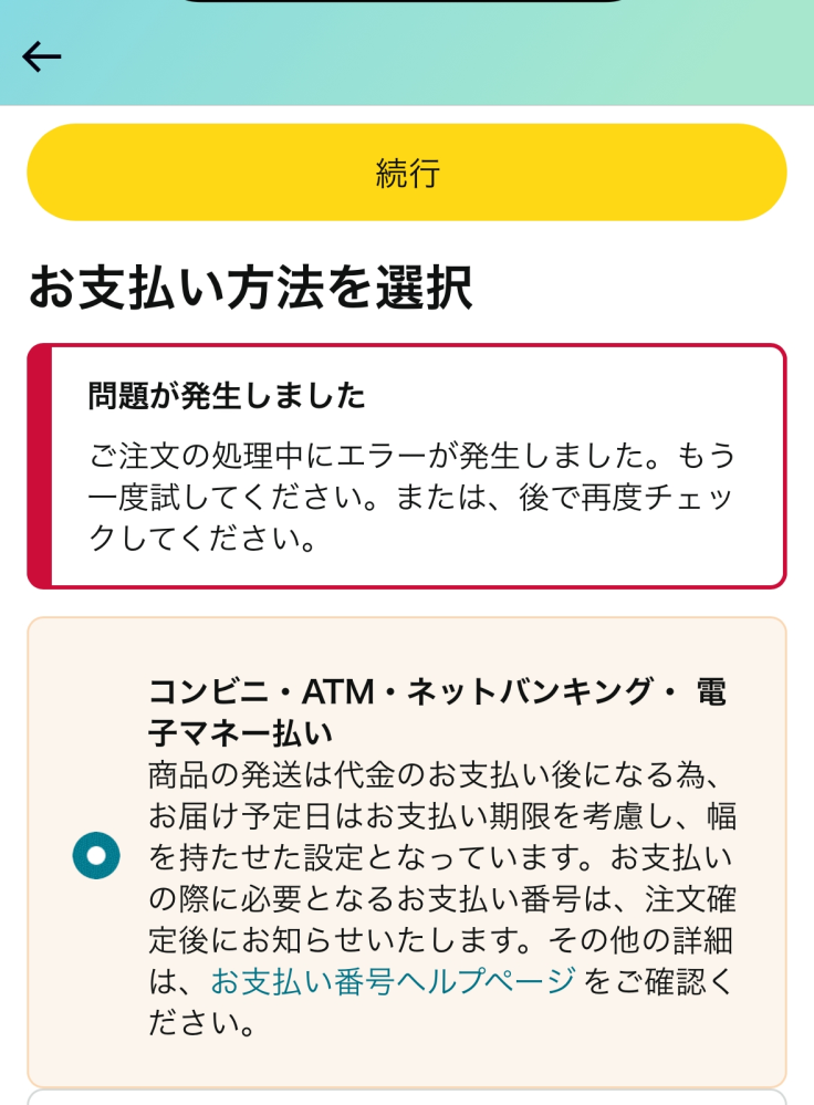 Amazonの支払いについて質問です。お支払いをしたいのに、お支払 