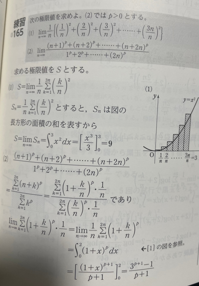 数3区分求積法の質問です練習165の(2)で、Σに変形したあとどうやってn