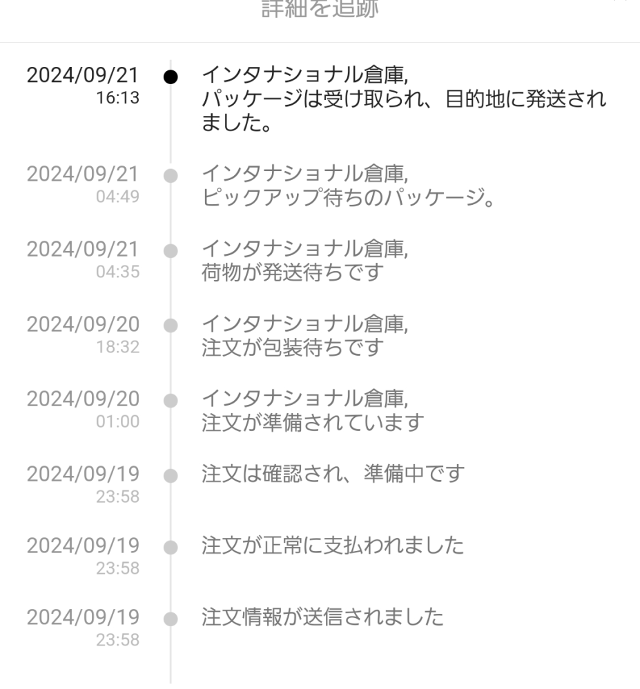 SHEINの注文がこのインターナショナル倉庫からパッケージは