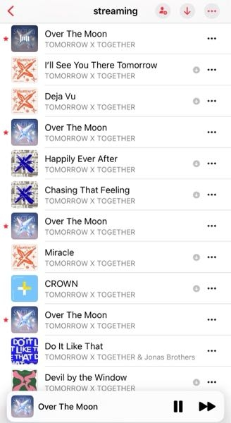 AppleMusicでTXTのスミンしたいんですがこれであってますか？ over the moonはダウンロードから消してあります！