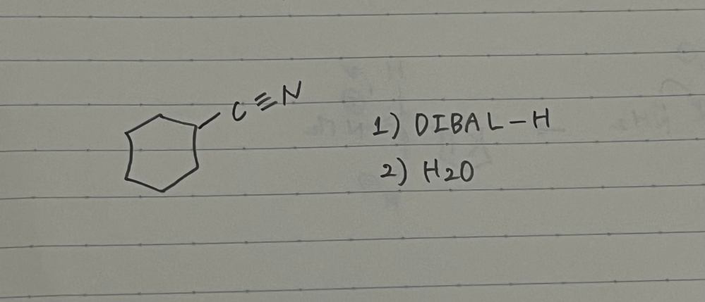 有機化学です。 ニトリルがDIBALでアルデヒドに還元される反応機構を教えていただきたいです。