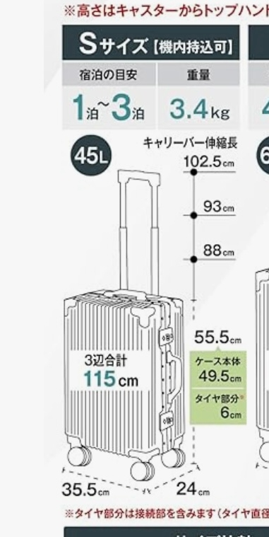 画像を貼り忘れたので再投稿します。 羽田からアシアナ航空を使います。 このキャリーケースは無料で持ち込めるのでしょうか?アシアナ航空を調べたらこのキャリーケースは奥行きが24センチなところが気になりました。