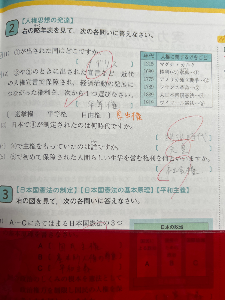 大至急。明日テストです。アメリカ独立宣言で、自由権と平等権ができた？と思うのですが、なんでこれは自由権だけなんですかね。