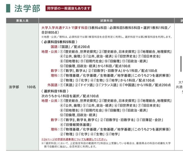 早稲田大学の法学部共通テスト利用についてです。 必須科目で選択した科目を選択科目でも選択することはできないですよね？