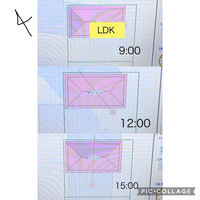 日当たりが良いor悪いどちらでしょうか？ 画像が日当たりくんでシミュレーションしてみた結果です。 冬至の9:00、12:00、15:00の日当たりを見て、これは日当たりが良い方なのか悪い方なのか、どう思いますか？
 
 黄色で示した場所がLDKで考えています。
 向かいに二階建て(6.5m)が建っています。
 東側が公道12m、西側は建物が建つ予定のない見晴らしのよい更地となっていま...