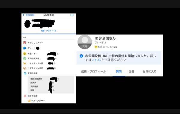 左が自分以外の人のMy知恵袋、右が自分のMy知恵袋です 自分以外の人のMy知恵袋からその人がした質問・解答はみることって可能ですか？ 至急お願いします