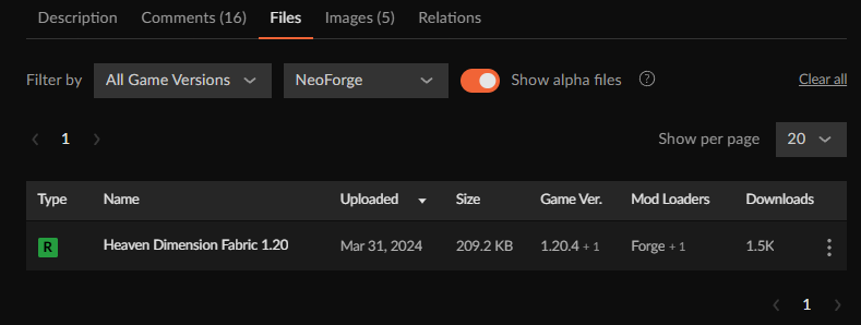 マインクラフトのMODについて ver 1.20.4のNeoForgeで"Heaven Dimension Fabric 1.20"というMODが反映されません サイト上では貼付画像のように対応していると書かれていますが、なぜかできません 対処法を存じ上げていたらお教えください また、Curse Maven Snippetについて何のことか説明お願いします