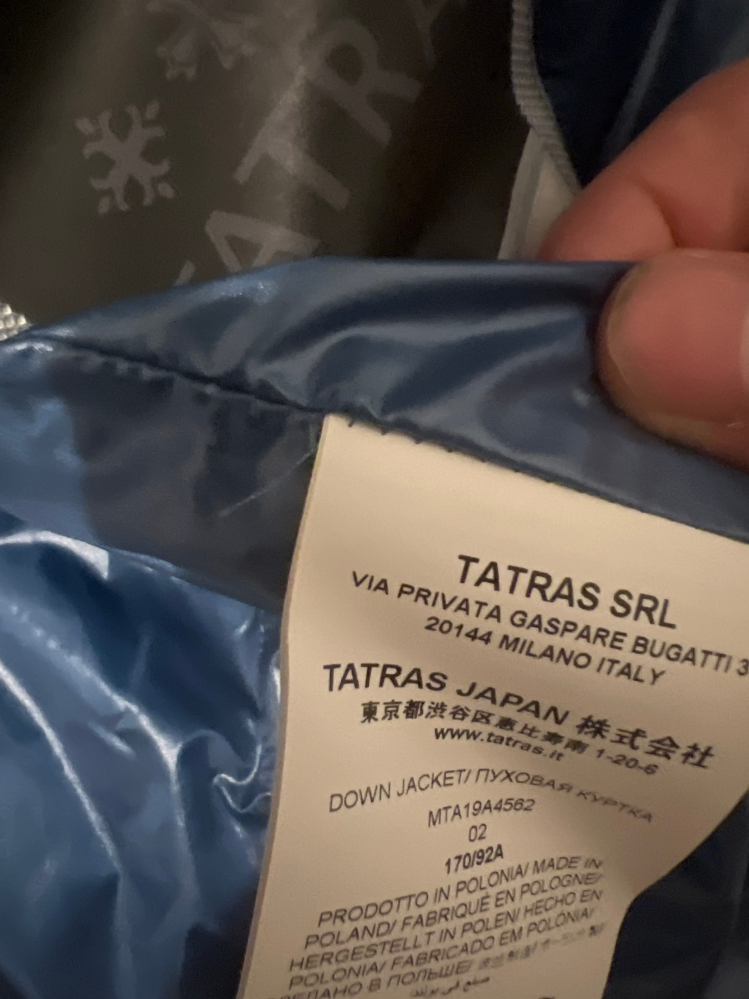 お疲れ様です。タトラスのダウンをメルカリで購入したのですが、糸の