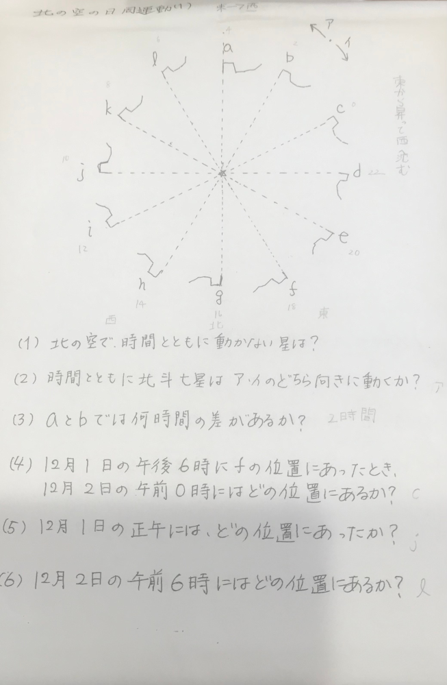 中3理科の宇宙です。 （2）以外合ってるかわかりません。答えを教えてください。