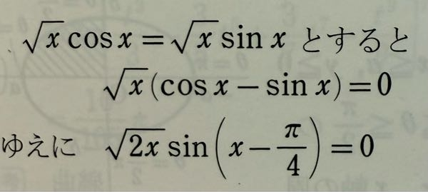 この三角関数の合成はどうなっているのか教えてほしいです。 +3/4πになると思ったのですが、なぜ-π/4になっているのですか？