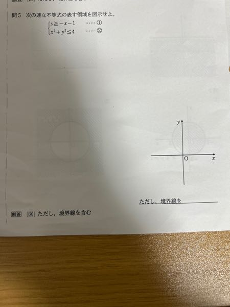 数IIの領域についての質問です。 問5の途中式と答えを教えていただきたいです。 図は大丈夫です。よろしくお願いします。