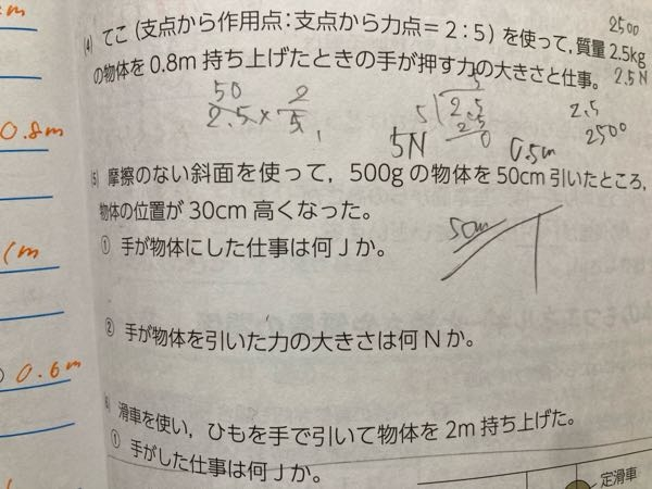 至急で！仕事の原理の問題です （5）を解説ありでお願いしたいです(;_;)