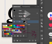 イラレのアピアランス▶︎塗りで、色の右下に斜めの線がかかれているやつって、どうやって表示したらいいですか？TikTokで見た文字加工がしたいんですが、こレがどこにあるかわからないです 